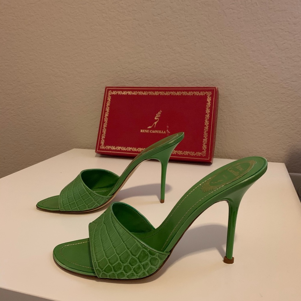 Rene Caovilla Crocodile Mules